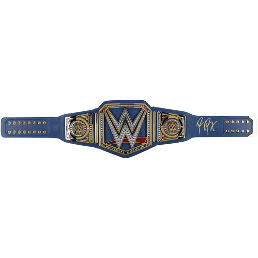 Roman Reigns WWE Autographed Universal Championship Blue Strap Replica Title Belt